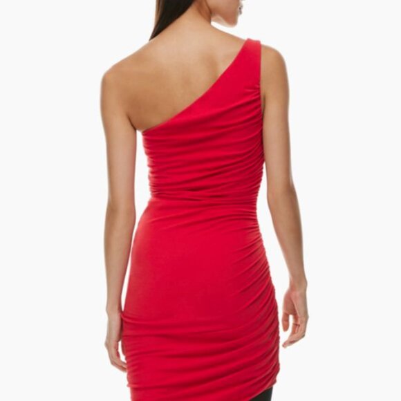 Aritzia Ten by Babaton Red Vertigo Mini Women's Ruched Dress - Picture 4 of 10